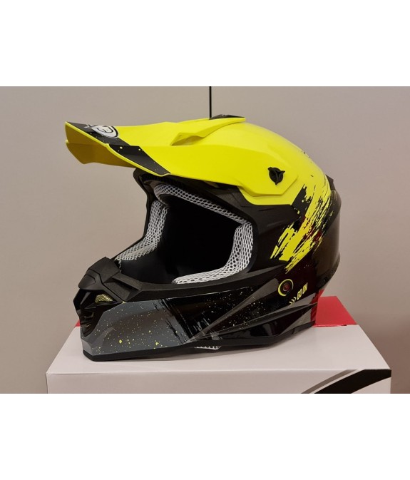CASCO MOTOCROSS ONE HELMETS RACING MOTO GIALLO FLUO NERO