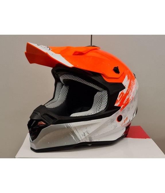 CASCO MOTOCROSS ONE HELMETS RACING MOTO ARANCIO FLUO BIANCO ARANCIONE