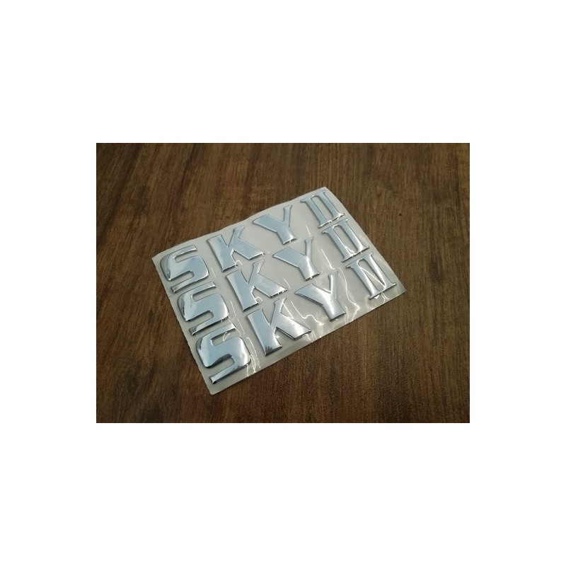 3pz ADESIVI SCRITTE CROMATE  LATERALI - bici elettrica scooter elettrico sky II tipo z-tech