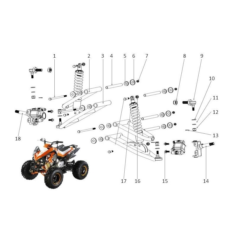 01pz SNODO braccetti TIRANTI 6cm  CONVERGENZA ANTERIORE QUAD SPORT 125 - miniquad 4 tempi